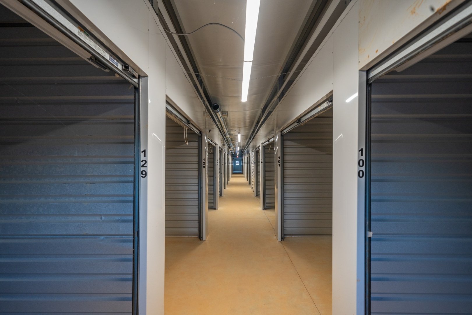Climate-controlled storage hallway inside Mountain Storage, Hot Springs, Arkansas